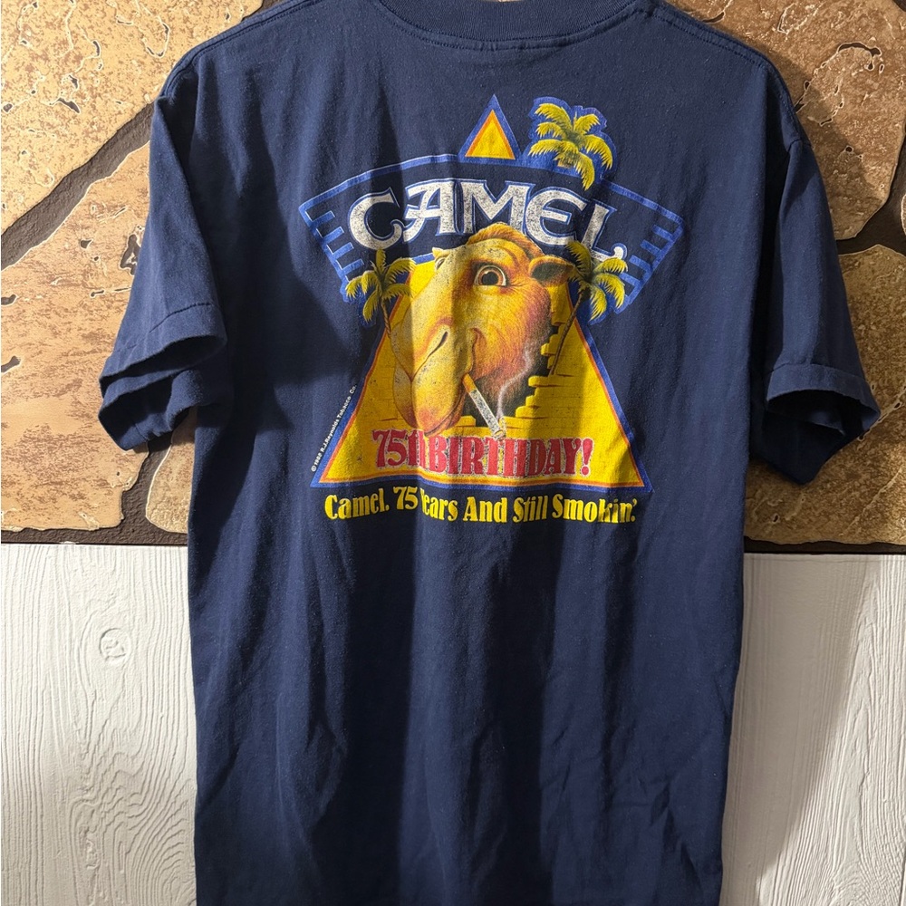 Camel Graphic Navy Blue Men’s Short Sleeve T-Shirt - 75th Birthday Design